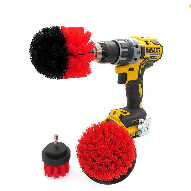 Electric Drill Brush 3-Piece Set 2 Inch 3.5 Inch 4 Inch Electric Red Cleaning Brush Head