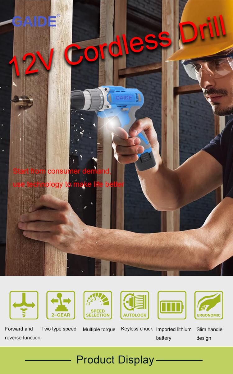 Gaide New Design DIY Cordless Electric Drill for Sale