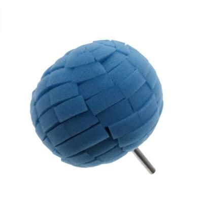 Cross-Border Supply 80mm Blue Car Wheel Brush Sponge Ball Car Waxing Sponge Wheel Steel Ring Car Wash Sponge