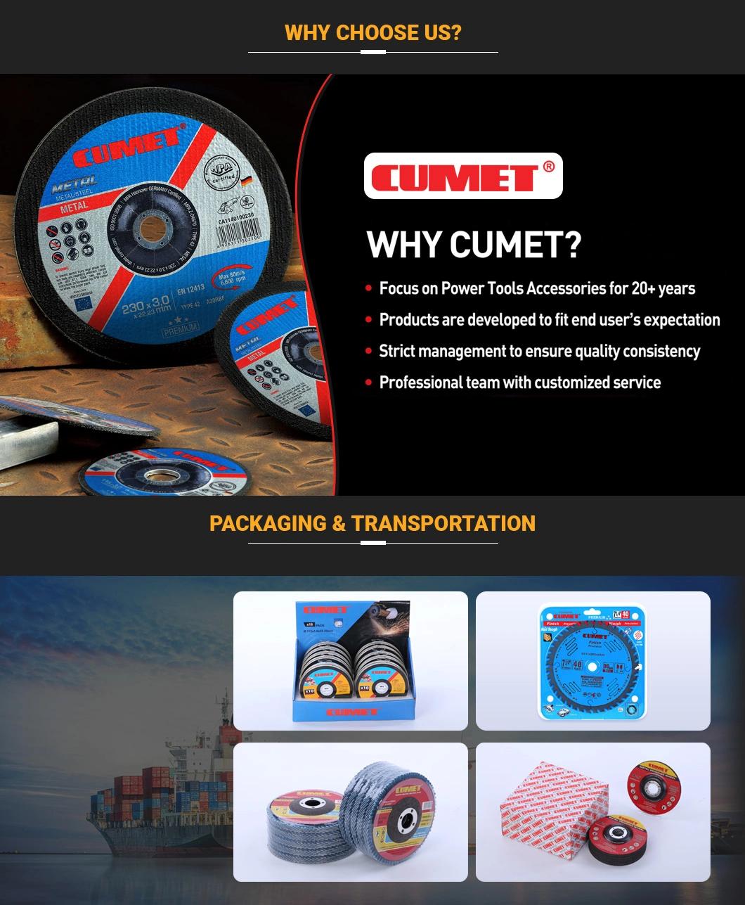 4-1/2X1/25X7/8 Customized Cumet T41A-115X1.0X22.2mm Zhejiang Jinhua Abrasive Tool Cut-off Disc