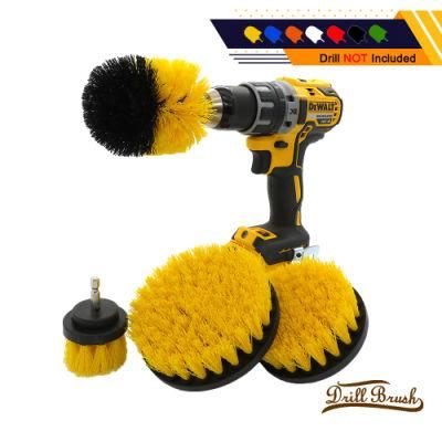 Electric Cleaning Brush 4-Piece Yellow Kitchen Cleaning Brush Car Beauty 2/3.5/4/5 Inch