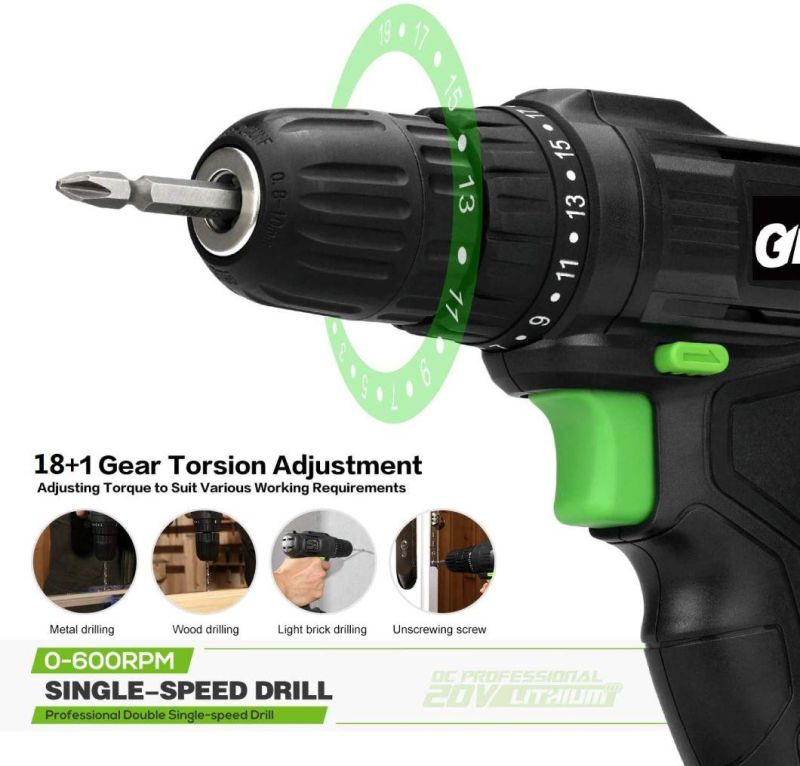 Super Stronger-Torque Level-Professional Industry-Li-ion Battery-Cordless/Electric-Power Tool Machines-Impact Drill