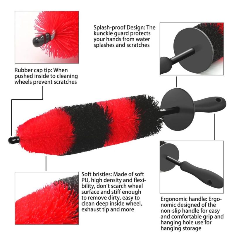 Cross-Border Supply of Car Cleaning Brush 8 Sets of Red Car Wash Cloth Car Beauty Cleaning Tools Spot
