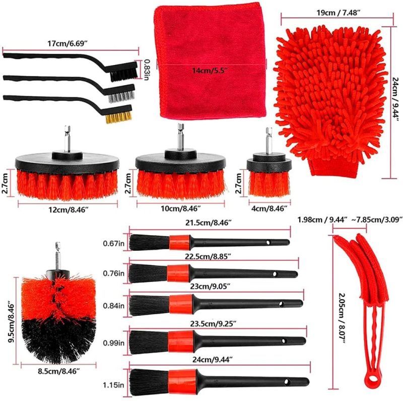 Cross-Border Supply Electric Cleaning Brush 16-Piece Car Air Conditioner Detail Brush Wheel Hub Electric Drill Brush Cleaning Cloth Set