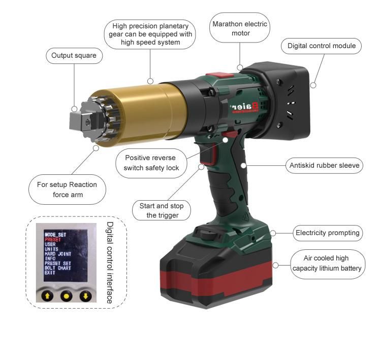 4000nm 8000nm Lithium Battery Cordless Torque Wrench Torque Multiplier Electric Torque Wrench