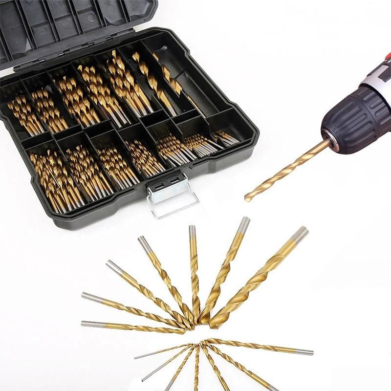 99PCS HSS Twist Drill Bit Set 1.5-10mm Straight Shank Titanium Coated HSS Drill Bits for Metal Wood Stainless Steel Metal Drilling