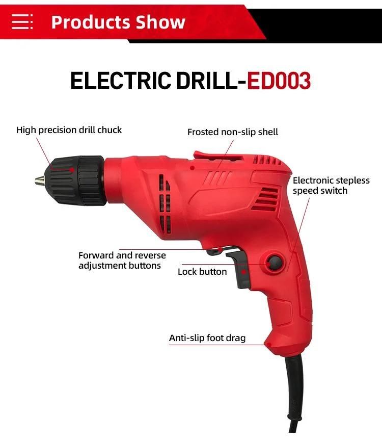 High Quality 500W 10mm Power Tools Hand Portable Electric Drill
