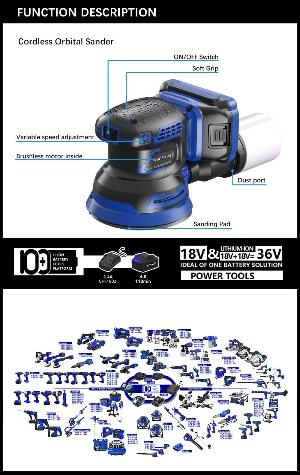 Cordless Orbital Sander Battery Brushless Motor