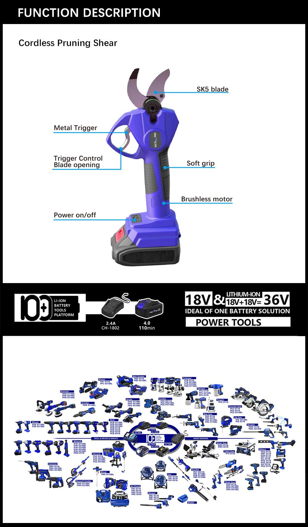 Cordless Pruning Shear Battery Brushless Motor