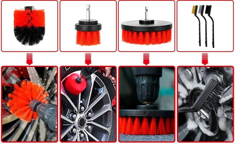 Cross-Border Supply Electric Cleaning Brush 16-Piece Car Air Conditioner Detail Brush Wheel Hub Electric Drill Brush Cleaning Cloth Set