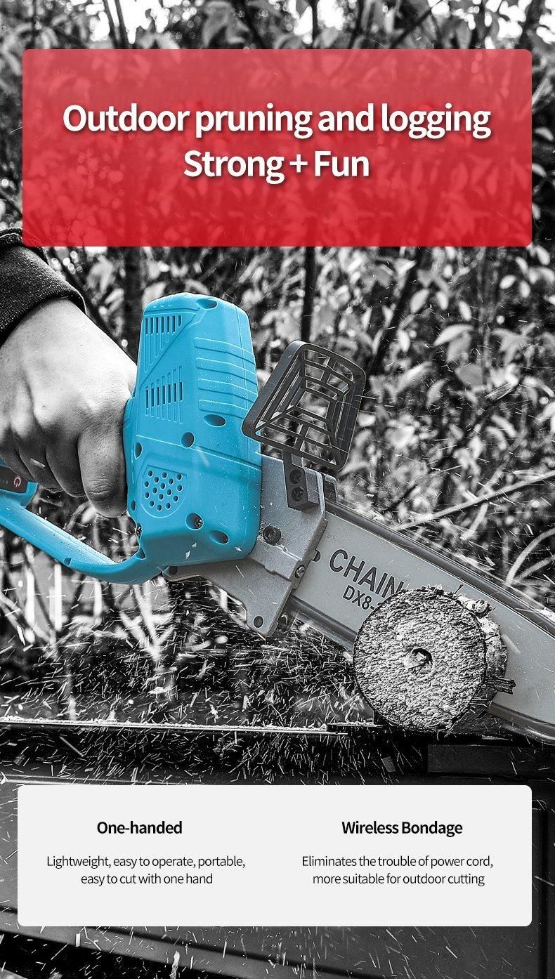 21V Mini Electric Chainsaw Rechargeable 8-Inch Lithium Battery Portable Electric Saw Household One-Handed Christmas Tree