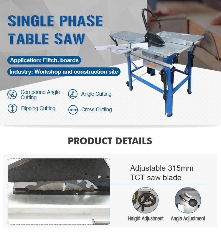 Hot Sale 220V 315mm Wood Table Saw with CE for Workshop