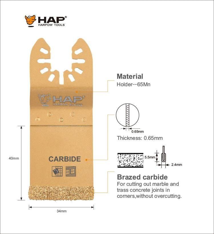 34mm Straight Carbide Multi Tool Saw Blade for Cutting Marble Concrete