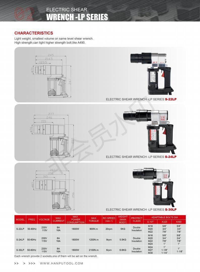 S-30lp Electric Shear Wrench Tc Gun 1-1/8" 1-1/2"