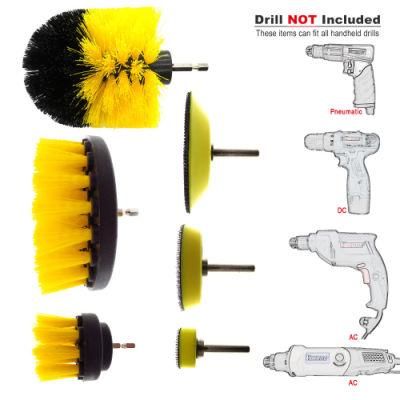 Electric Drill Brush 6-Piece Electric Yellow Cleaning Brush with Connecting Rod Disc Combination Set