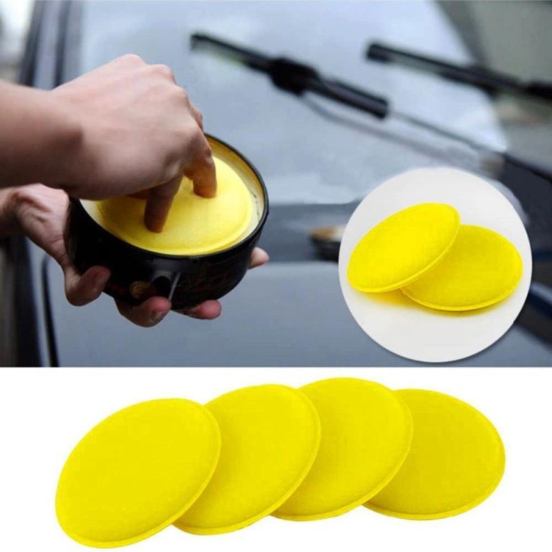 Cross-Border Car Waxing Sponge Round 4 Inch 100mm Cleaning Soft Foam Detail Sponge Tool
