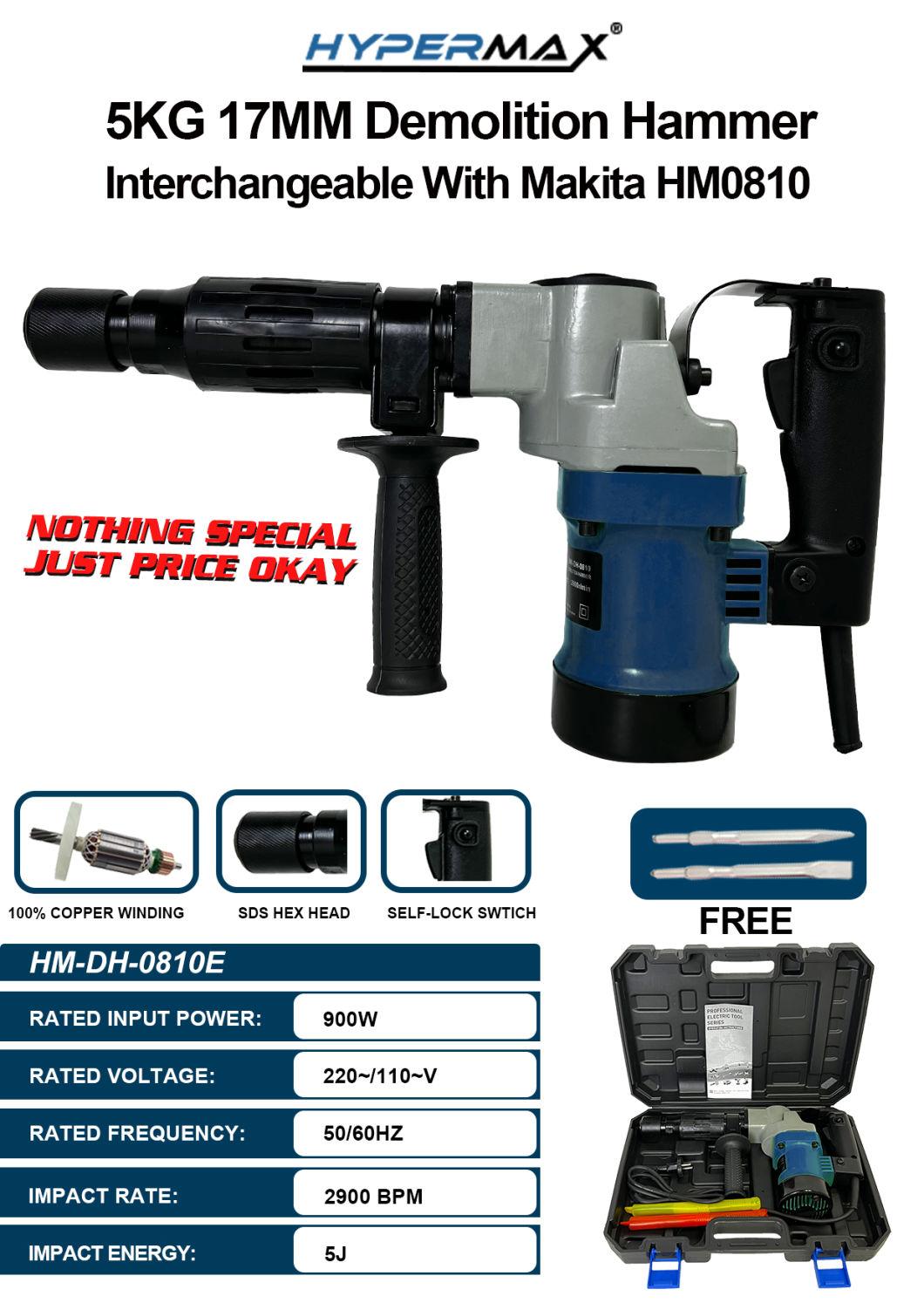 Hypermax 5kg Demolition Hammer Interchangeable with Makita 0810 SDS Plus