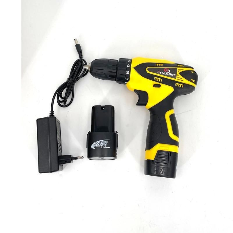 Cg-2002 Yellow Double Speed 12V 16.8V 21V Li-on Lithium Battery Professional Manufacturer Hand Rechargeable Forward and Reverse Impact Cordless Drill