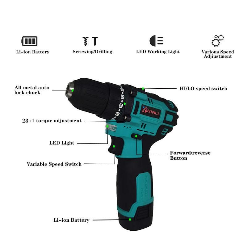 New Arrive 18V Max Lithium Electric Cordless Drill Brushless Motor