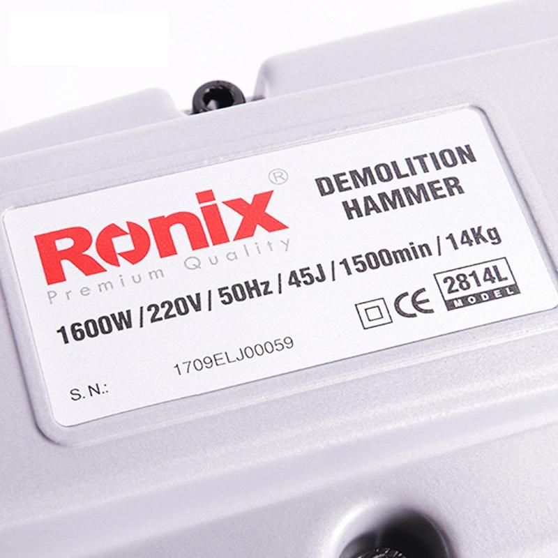 Ronix 2814L 14kg 1600W 30mm New Design Hot Selling Premium Quality Electric Demolition Hammer