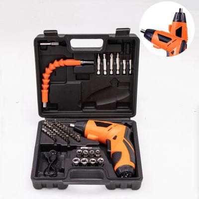 Rechargeable 4.8V Cordless Electric Screwdriver Set with Adjustable Handle and Front LED