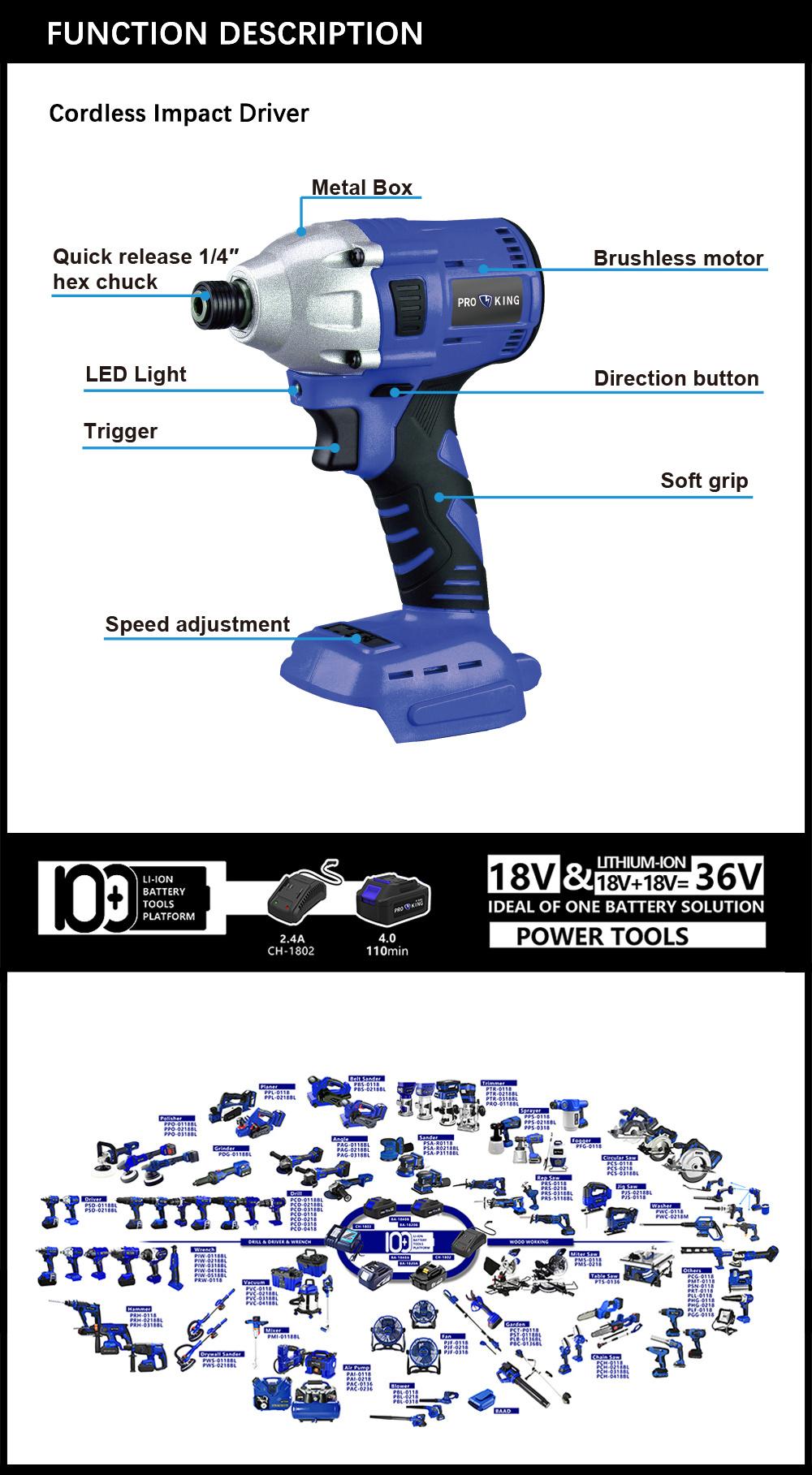 Cordless Impact Driver Brushless Motor 320nm