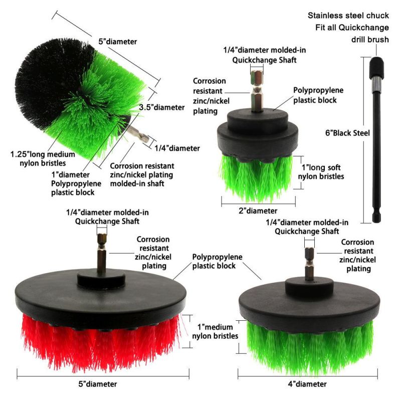 Electric Drill Brush Green 14-Piece Household Cleaning Car Cleaning Electric Cleaning Brush Head