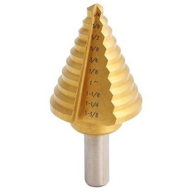 Step Drill Bit - Titanium Coated, Double Cutting Blades, High Speed Steel