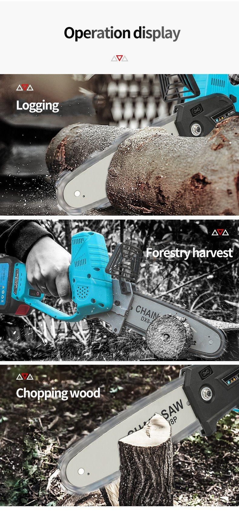 21V Mini Electric Chainsaw Rechargeable 8-Inch Lithium Battery Portable Electric Saw Household One-Handed Christmas Tree
