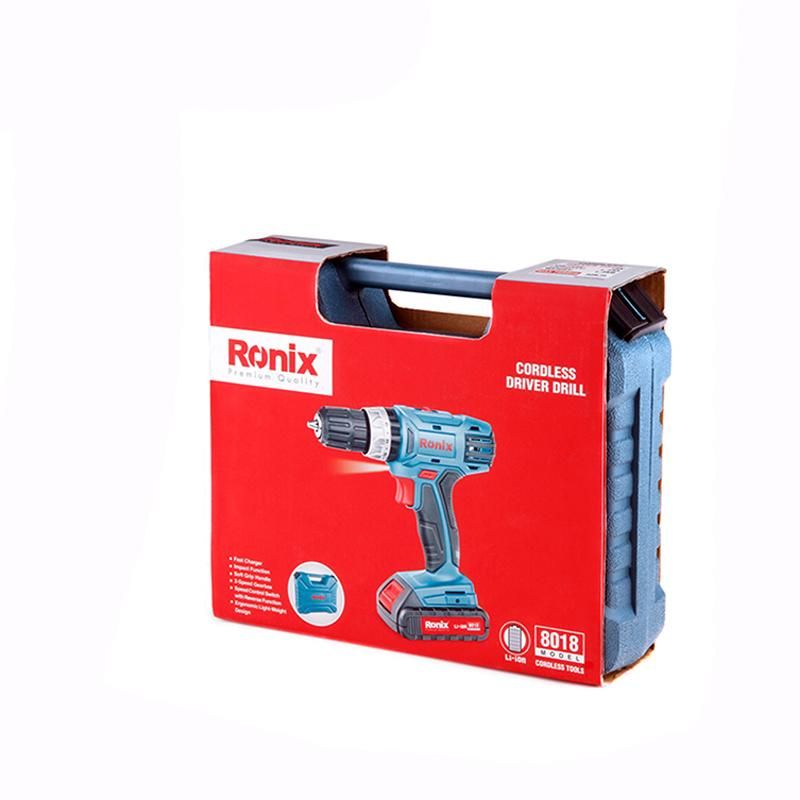 Ronix 8018 Lithium 18V 22V 24V Battery Power Craft Performer Gearbox Shop Source Cordless Screwdriver Drill Driver