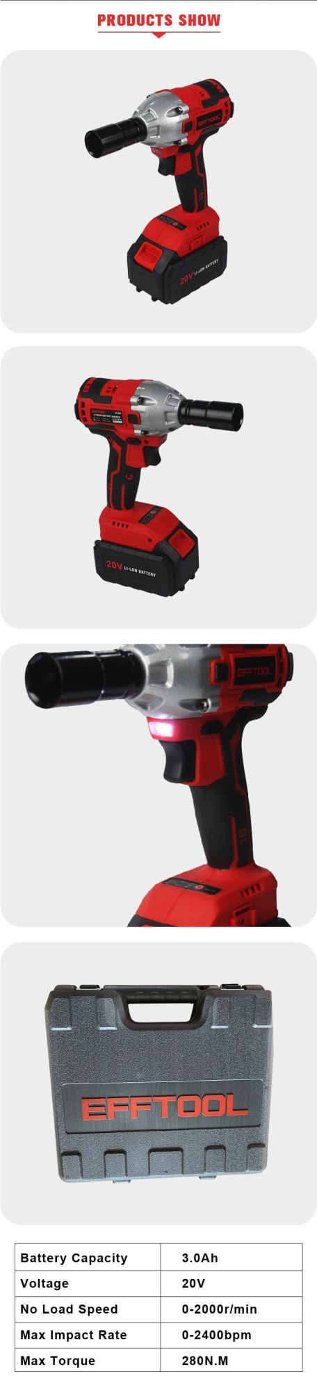 Efftool Cordless Wrench Power Tools 18V with Battery