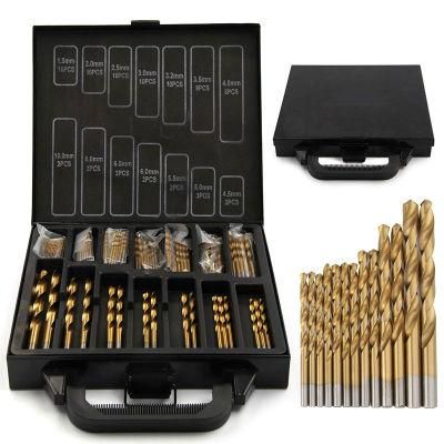 99PCS HSS Twist Drill Bit Set 1.5-10mm Straight Shank Titanium Coated HSS Drill Bits for Metal Wood Stainless Steel Metal Drilling