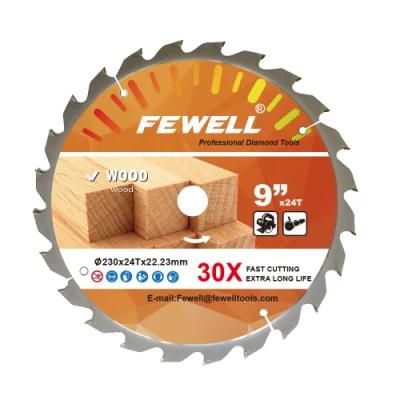 High Quality 230*2.4/1.6*24t*22.23 Exporting Tct Saw Blade for Wood Cutting