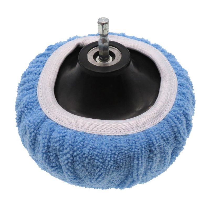 Cross-Border Supply 5-6 Inch Light Blue Car Waxing Cloth Microfiber Polishing Waxing Set Car Cleaning Beauty